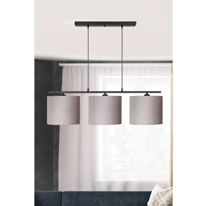 Lampada a sospensione Medusa ASZ1532 con paralumi tessuto beige EFFEZ