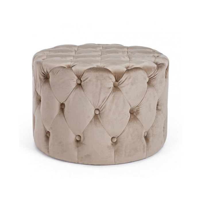 Pouf in velluto Tortora LORELLA diametro 60x h42 cm