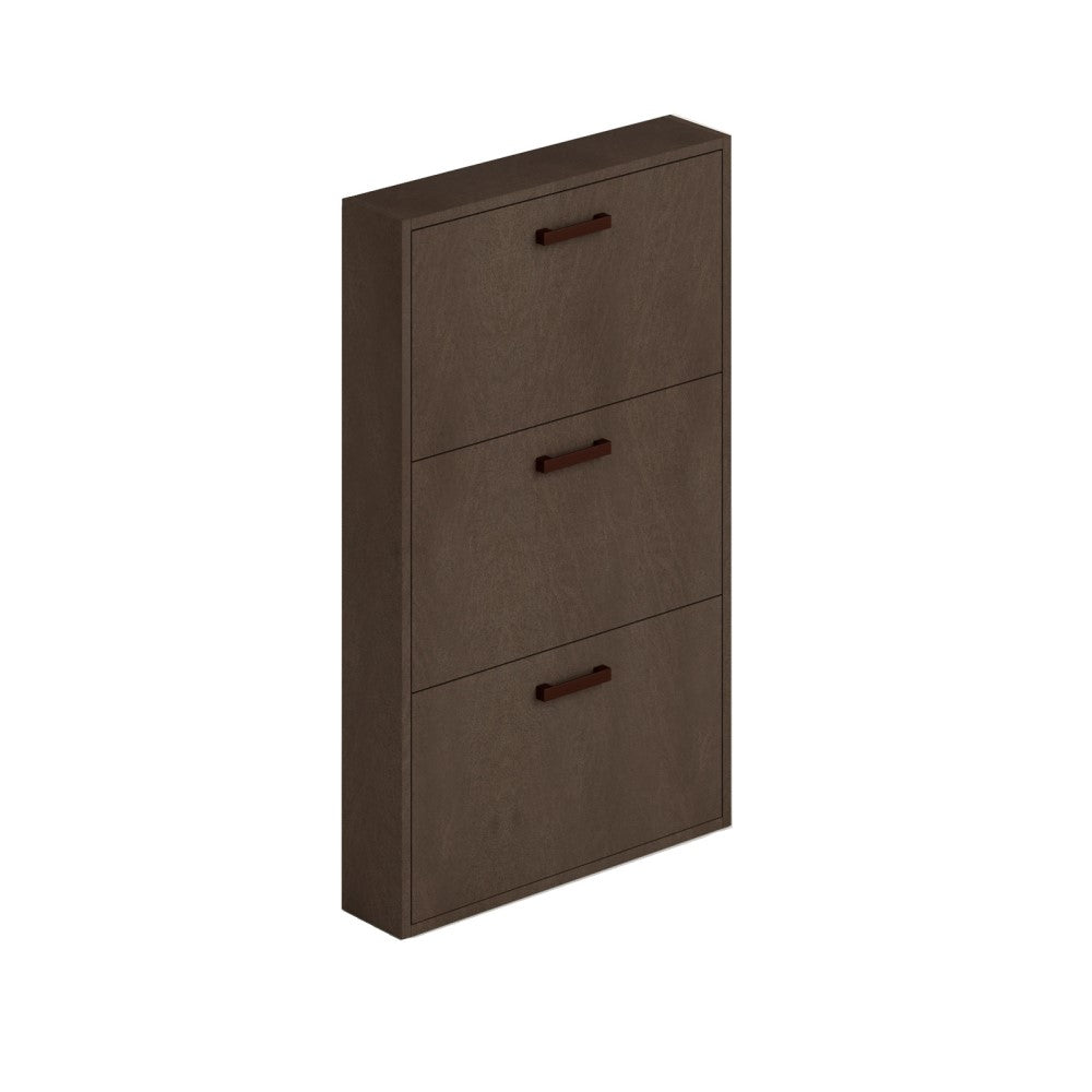 Scarpiera Slim Fango Frassinato in legno nobilitato 3 ribalte cm 108x65x15