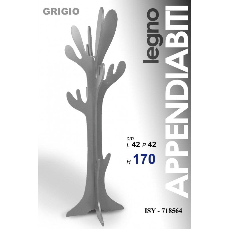 Appendiabiti piantana grigio attaccapanni legno albero cm 170h