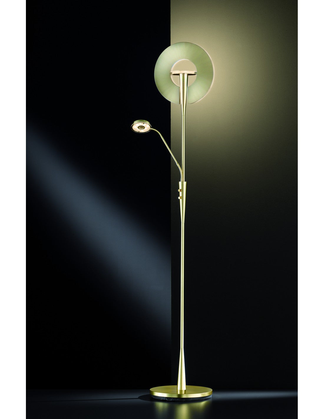 Piantana Led Con Luce Spot da Lettura Dimmerabile Quebec Ottone Trio Lighting