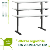 Scrivania Regolabile in Altezza Standing Desk Con 4 Altezze Display Integrato (150x69 cm) Bianco Laccato e Nero