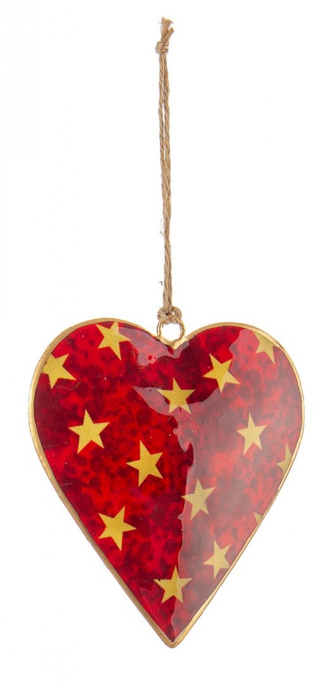 12x Pendaglio Star Cuore Rosso