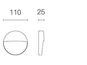 Applique tonda in alluminio pressofuso con diffusore satinato - 3W - Luce calda - IP65 bianco