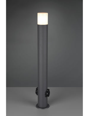 Palo Da Esterno Hoosic 1xE27 Con 2 Prese Schuko Antracite H80 cm IP44 Trio Lighting