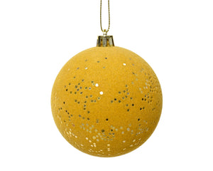 Pallina di Natale Palloncino antigraffio in finta pelliccia con paillettes abbinato al colore  del cappello colore oro chiaro L 8cm x P 8cm x H 8cm x ø 8cm