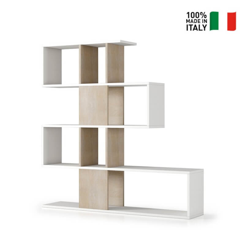 Libreria Moderna 5 Ripiani bianco rovere