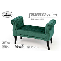 Panca scendiletto in velluto verde  cm 100x 40 x 61 h