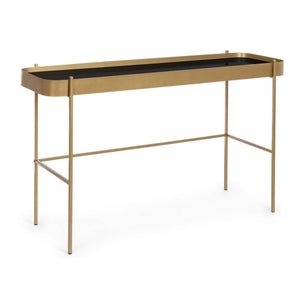 Consolle Rashida Oro con piano in vetro 120x43 cm