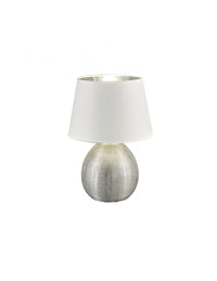 Lume Base Ceramica Argento Paralume Bianco Luxor Ø24 cm Trio Lighting