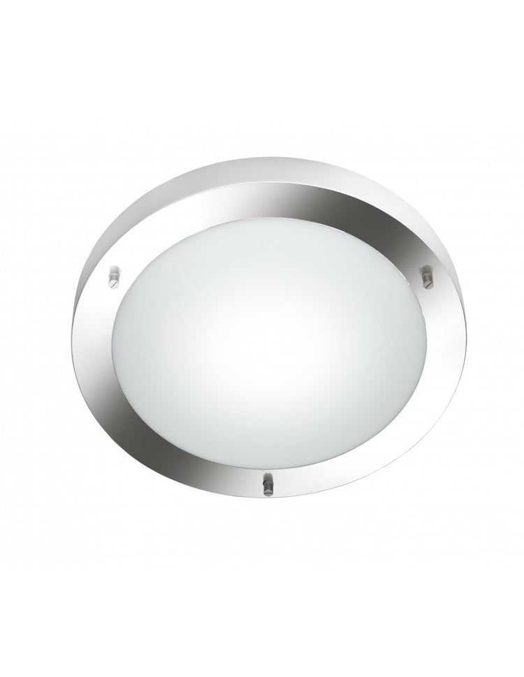 Plafoniera Rotonda Condus Nichel con Vetro Opale IP44 Trio Lighting