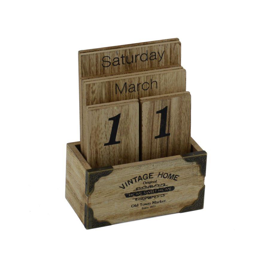 Calendario legno vintage home cm12x6h15