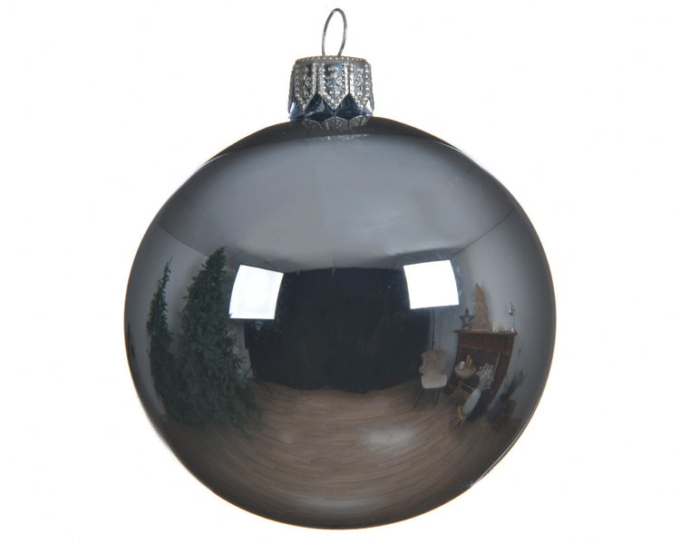 Decorazione albero di Natale Pallina in vetro  grigio lucido cm 6