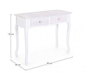 Consolle shabby in MDF due cassetti Bianca CHARELENE L 90x40x h78 cm