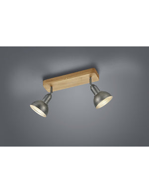 Faretto Industriale Barra 2 Spot Delhi Nichel L33 cm 2xE14 Trio Lighting