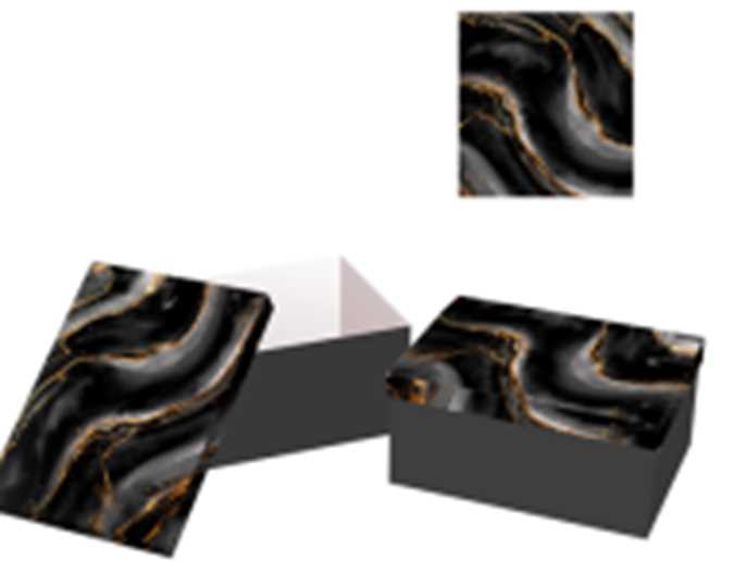 Cardboard box 1-10 black marble effectrectangular cm37,5x29h16