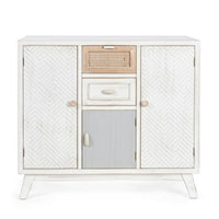 Credenza tre ante due cassetti in legno Bianco CLOTILDE 87x36x h80 cm