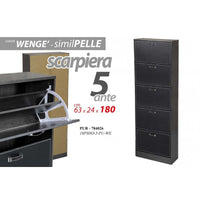 Scarpiera grigia doppia ribalta 5 ante cm 62 x 24 x 180 h ecopelle