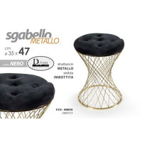 Sgabello trendy nero con struttura oro   cm 35 x 47 h