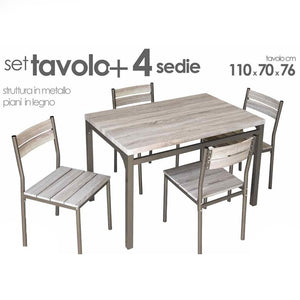 Set tavolo piano vetro con 4 sedie cucina soggiorno