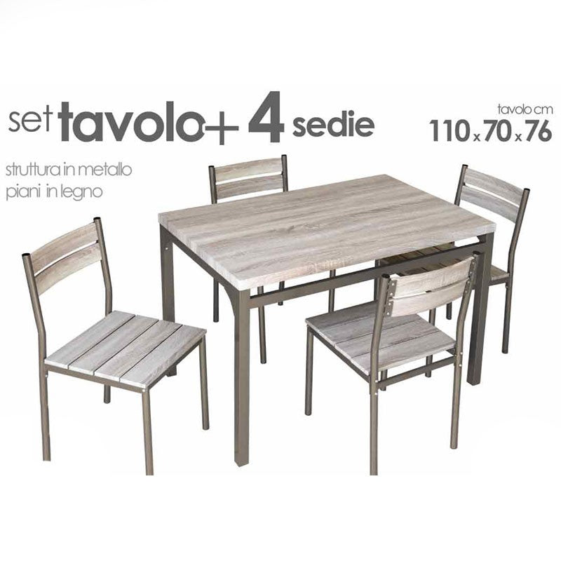 Set tavolo piano vetro con 4 sedie cucina soggiorno