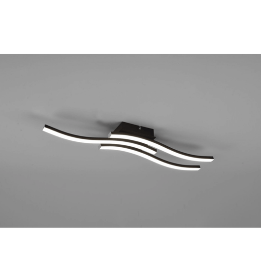 Lampada Soffitto Moderna 3 Bacchette Ondulate Led 4000K Route Nero Trio Lighting