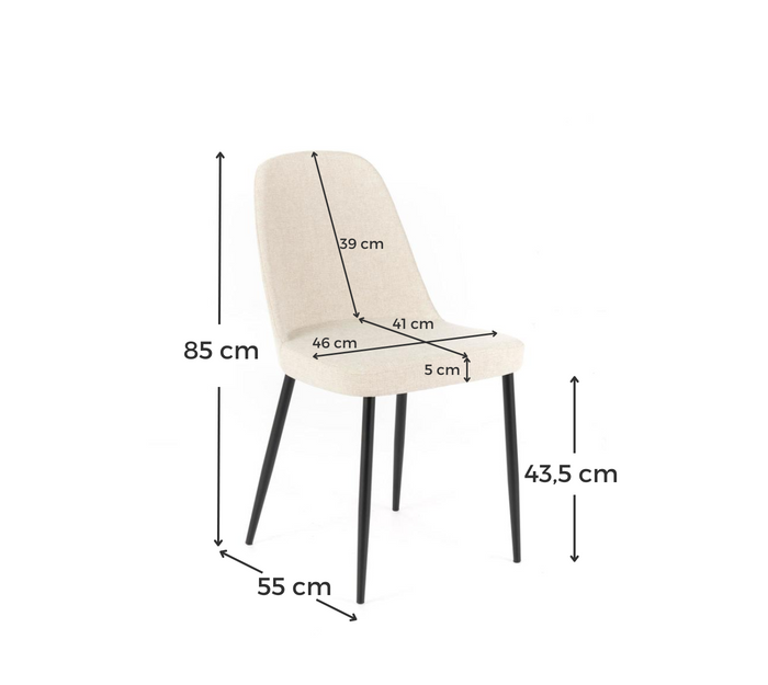 4x Sedia in Tessuto 55cm x 46cm H. 85cm