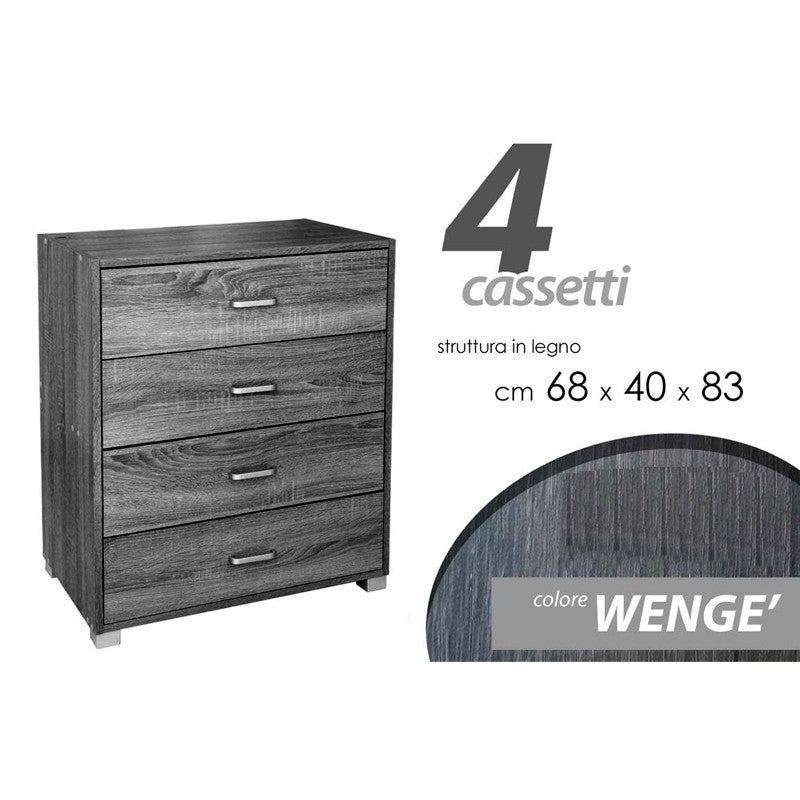 Cassettiera grigia con 4 cassetti  68x40xh.83 cm