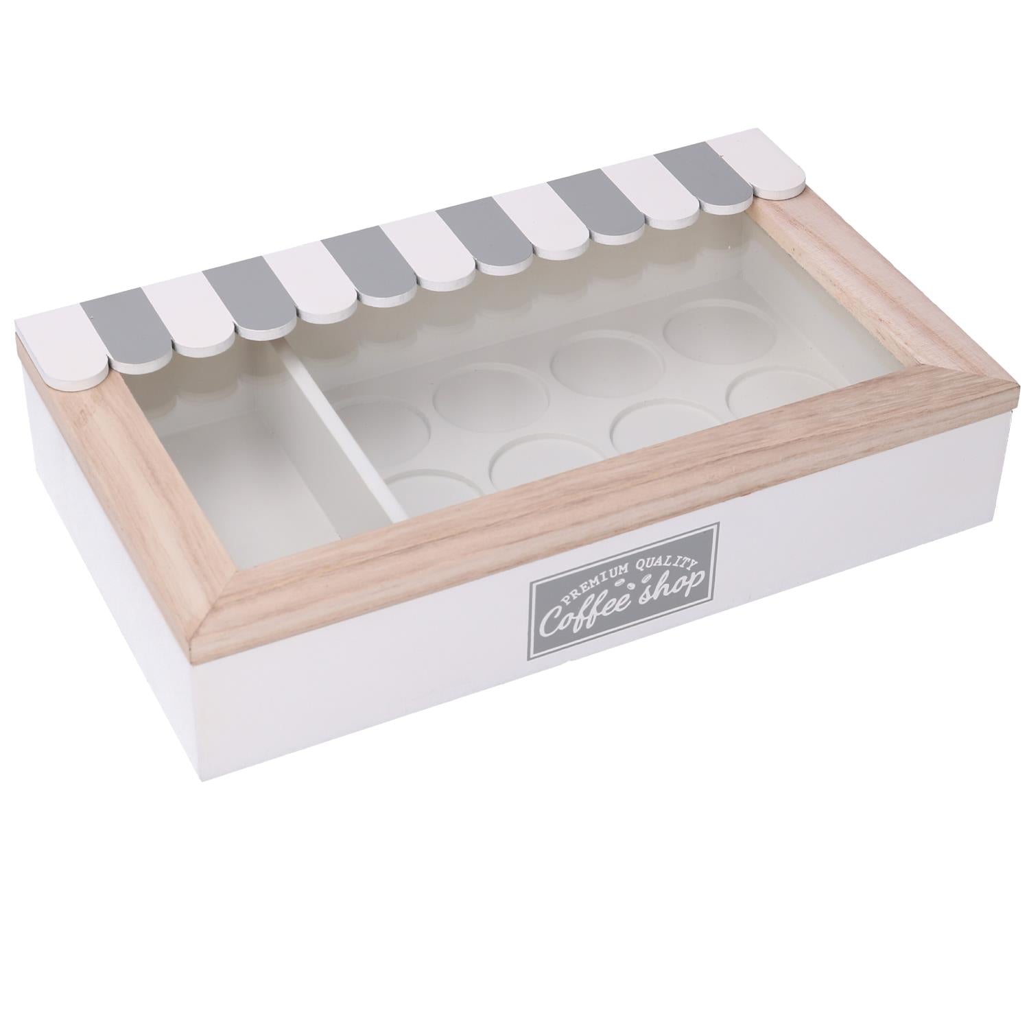 Portacialde legno 2 scomparti bistrot bianco grigio rettangolare cm27x16h5,5