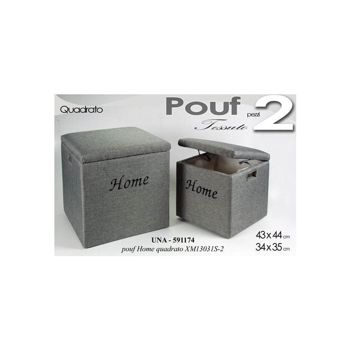 Scatole pouf portabiancheria grigio pz  2 in tessuto