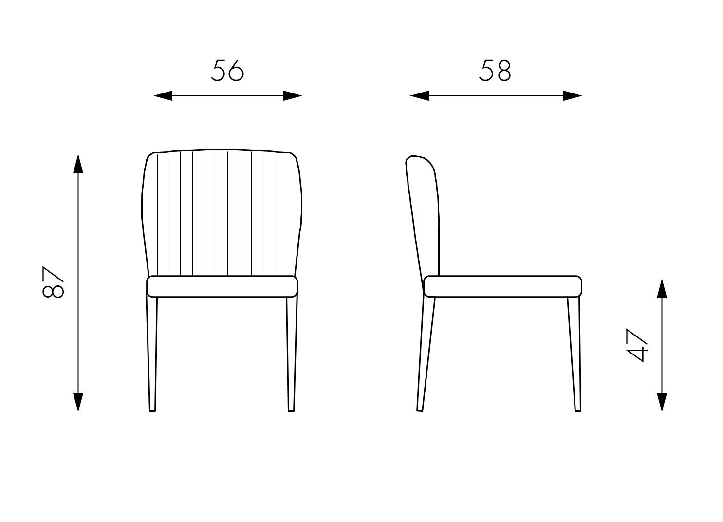 4x Sedia in tessuto marrone viva 1070 58 cm x 56 cm H. 87 cm