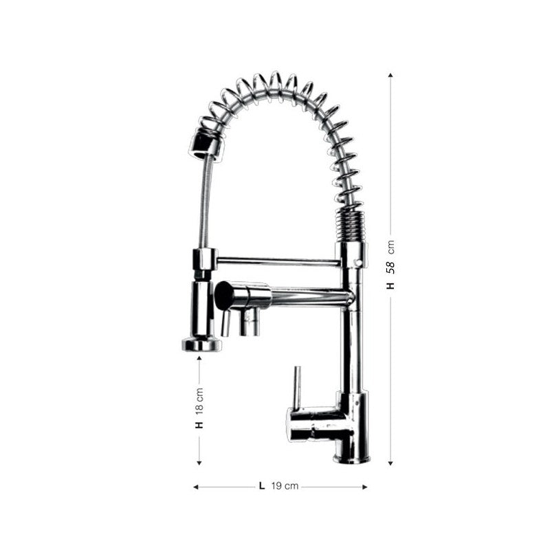 Miscelatore da cucina con doccetta finitura cromo h.58x19 cm EFFEZ