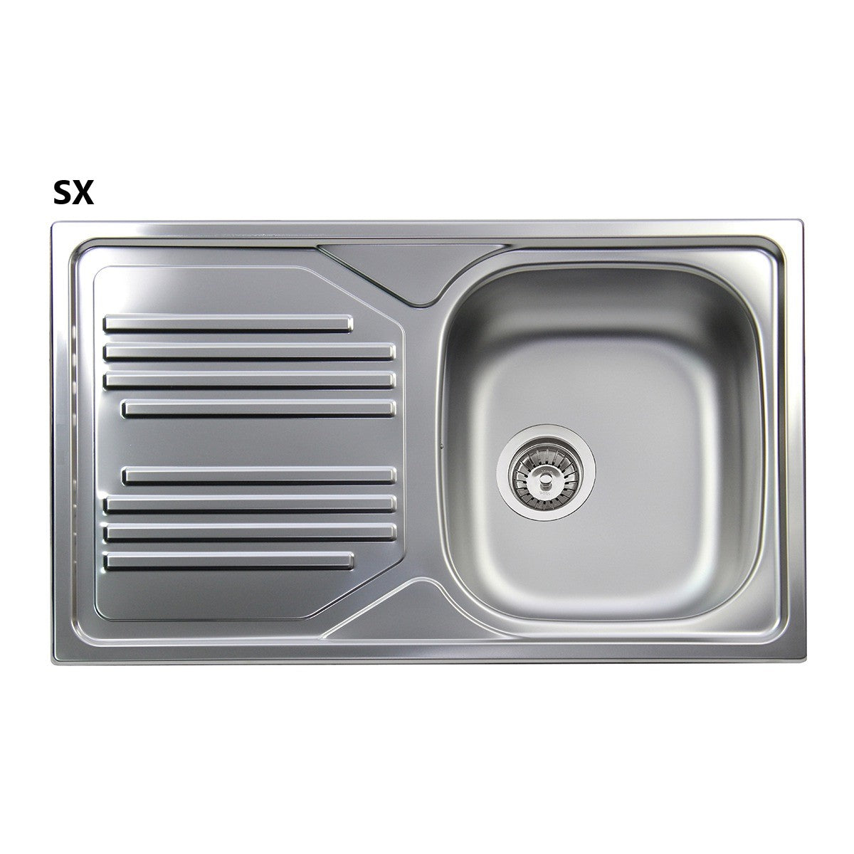 Lavello incasso acciaio inox 1 vaschetta cm 86 gocciolatoio sx