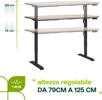 Scrivania Regolabile in Altezza ENERGIA Standing Desk 150x69 cm Colore Rovere Miele e Nero