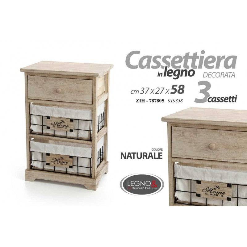 Mobile cassettiera con cestini in tessuto bagno cucina cm 37 x 27 x 58 h