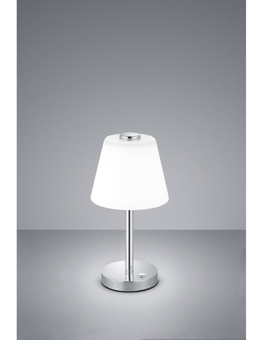 Lampada Da Tavolo Led Touch Emerald Cromo E Vetro Bianco Ø15 cm Trio Lighting