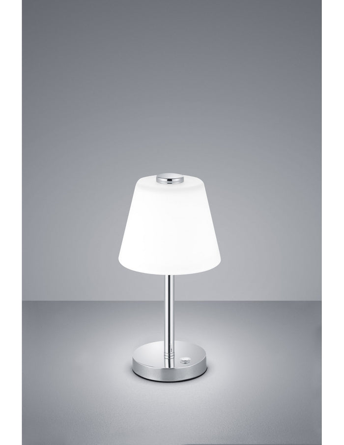 Lampada Da Tavolo Led Touch Emerald Cromo E Vetro Bianco Ø15 cm Trio Lighting