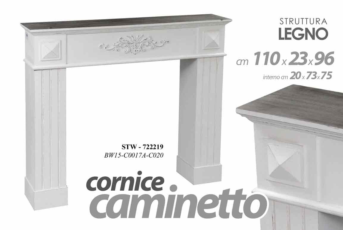 Cornice finto camino stile shabby cm 110 x 23 x 96