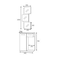 Mobile da ingresso con specchio 1 anta 1 cassetto rovere bianco 60x35xh.186 cm