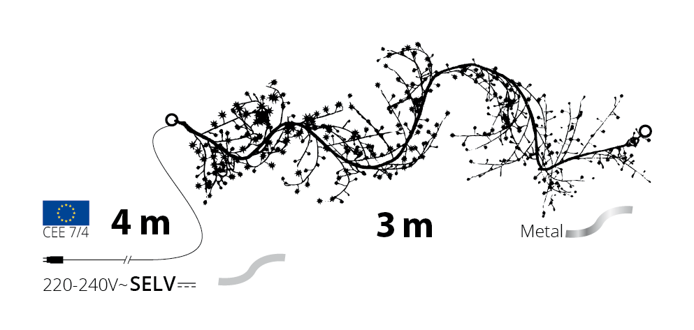 Rami modellabili con luci FlashLED 4m x 300cm