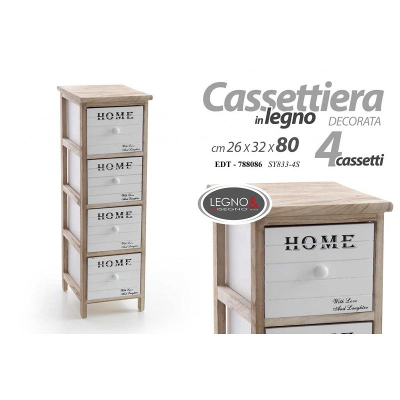 Cassettiera 4 cassetti multiuso Home cm 26 x 32 x 80 h