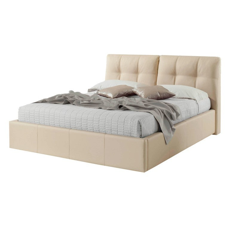 Letto matrimoniale in ecopelle crema c-contenitore 182x216xh.104 cm EFFEZ