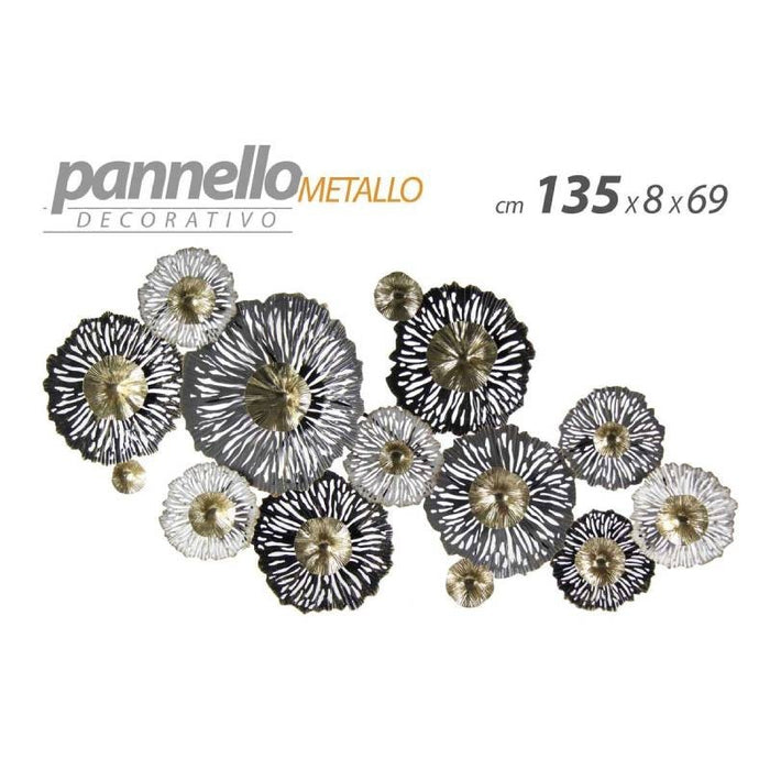 Decorazione pannello a muro quadro in metallo cm 135 x 8 x 69 fiori