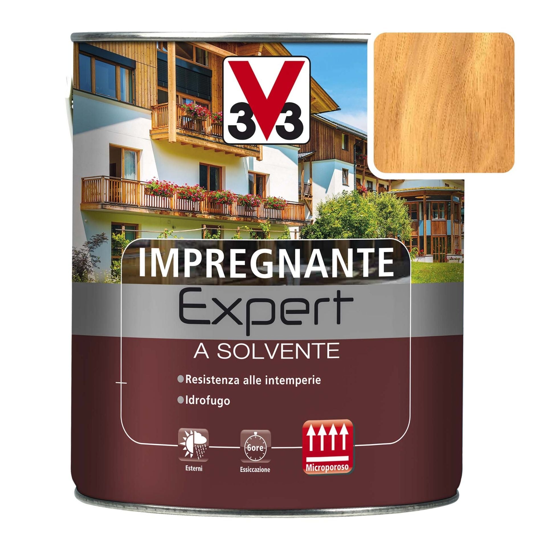 Impregnante Expert Solvente 2,5 Noce Chiaro per Proteggere i Supporti in Legno Esterno