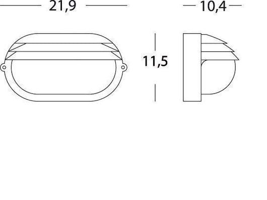 Applique Picc. E27  linea palpebra ovale  bianco