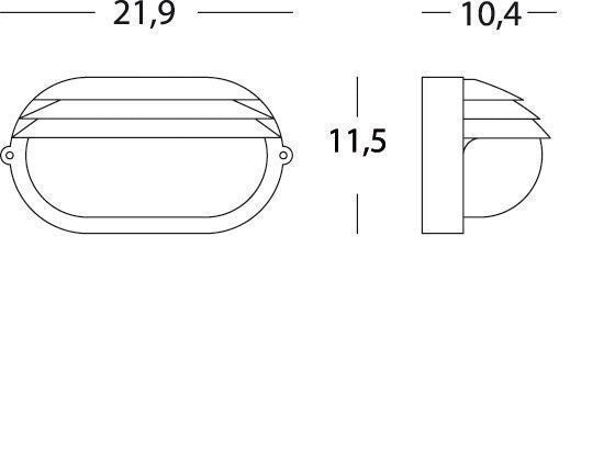 Applique Picc. E27  linea palpebra ovale  bianco