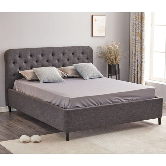 Letto matrimoniale contenitore Idra grigio scuro testiera con bottoni L 170 x P 207,5 X H 114 cm