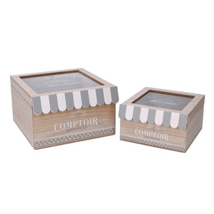 Wooden box 1-2 bistro natural square cm18x18h11