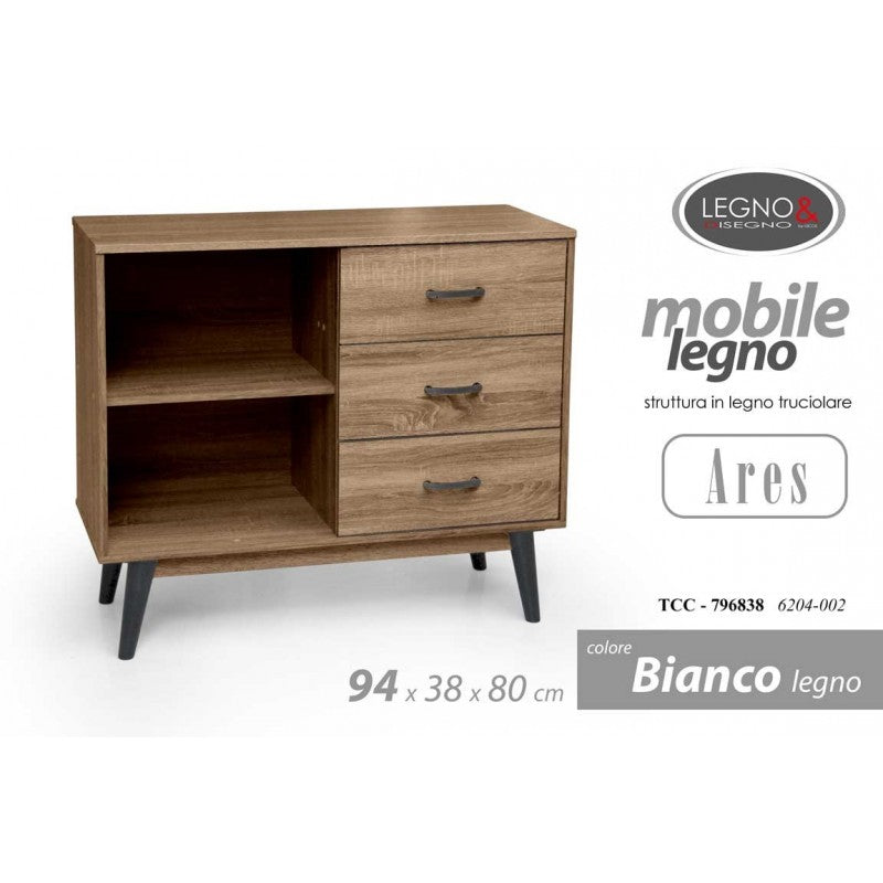 Mobile basso madia salotto noce cm 94 x 38 x 80 h