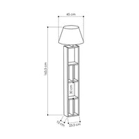 Lampada da terra in legno con libreria e paralume nero  45x45x163,5 cm